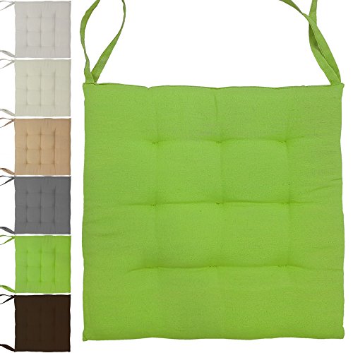 4x proheim Stuhlkissen Uni 40 x 40 cm 9er Steppung in Grün gepolstertes Sitzkissen bequeme & komfortable Sitzauflage in Sparsets – Farbwahl - 2