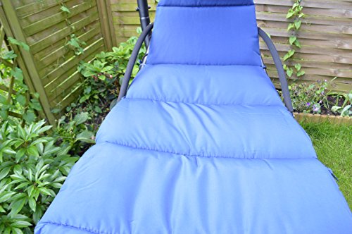 Schwingliege Hängeliege Sonnenliege Dreamchair Gartenliege Garten Liege blau mit bequemer Auflage, Kopfkissen und großem Sonnensegel - 