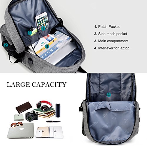 Vbiger Rucksack Laptop Rucksack Daypack Tagesrucksack mit Ladeanschluss - 3