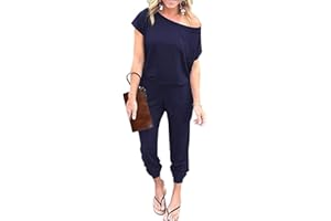 iChunhua Women Summer Off One Shoulder Jumpsuit with Pockets