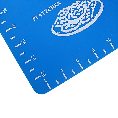 Silikon Matte, Silikon Ausrollmatte mit Maßeinheiten Backmatte ,Große Teigmatte für Ihre Pizza, Teig, Fondant, Pasteten (50 * 40 cm) – Blau - 4