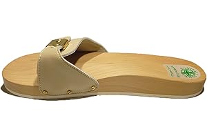 Sanital Light Art 101 Ciabatte Ciabatta Uomo Zoccolo Anatomico Pelle Beige Zoccoli Legno Mare Beige