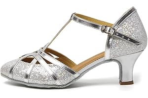 HROYL Women's Ballroom Dance Shoes Latin Salsa Closed Toe Low Heel Tango Cha-cha Wedding Evening Dancing Shoes,511-512
