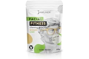 JAWLINER® Jawline Gum - Hard Chewing Gum for Jawline Exercise - 2-Month Pack - Jaw Gum for a Chiseled Jawline, Facial Fitness Chewing Gum, 10 X Stronger Gum (1 count (Pack of 1), Ginger Lime)