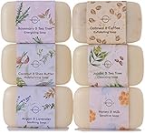 TOTALMENTE NATURAL: Nuestro jabón combina - Argán y Lavanda. Néctar de Agave y Leche de Soja. Romero y menta. Avena y café. Jojoba y árbol de Té. Manteca De Coco Y Karité.