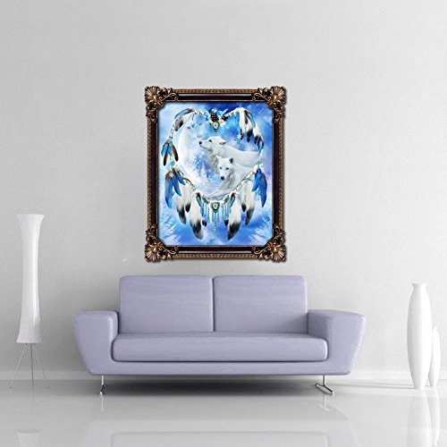 Demiawaking 5D Diamond DIY Schöne Traumfänger Wolf Stickerei Malerei Kreuzstich für Wohnzimmer, Schlafzimmer, Arbeitszimmer usw. Haus Dekor - 2