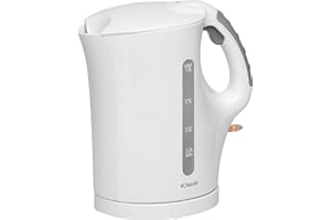Bomann Czajnik elektryczny, Kettle, 1 l, czajnik kempingowy, biały, z elementem grzejnym ze stali nierdzewnej, filtr kamienia (wyjmowany), bezprzewodowy, 900 W, WK 5024 CB