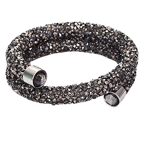 Fabulous Bijoux Bracelet Stardust Double Tour Strass Cristaux Zirconium Faux Diamants Noir
