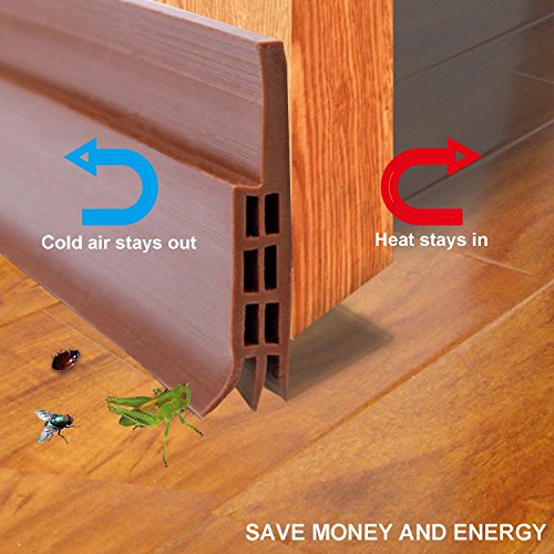 Preisvergleich Produktbild Unter dem Tür-Fegen-Wetter-abisolierenden Tür-unteren Dichtungs-Streifen,Zugluftstopper für Türen Schalldichtung Warme und Kälte Blocker Staubdichtung Wetterfest Fensterdichtung,5cm Breite x100cm Länge (braun)