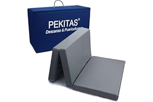 PEKITAS Colchón Cuna De Viaje Plegable 120x60 cm Grosor 6 cm - Funda Desmontable Lavable, Transpirable, Color Gris, Material Núcleo Espuma,Firme Bebé Fabricado En España