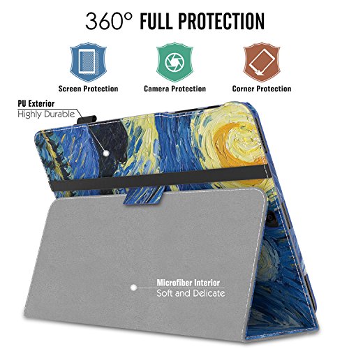 MoKo Samsung Galaxy Tab S3 9.7 Hülle – PU Leder Ständer Schutzhülle Smart Case Cover mit Stift-Schleife / Standfunktion und Auto Sleep / Wake Up Funktion für Samsung Galaxy Tab S3 9.7 Zoll (2017) SM-T820 / T825 Tablet, Sterne Nacht - 2