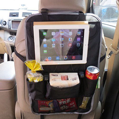 Auto Accessory Hands-Free iPad Back Seat Travel Organiser Car Tidy Seat Back Hanging Storage Bag iPad Tablets Pockets Multiuse Vehicle Organizer Food/Bottles/Tissue/Cellphone Holder