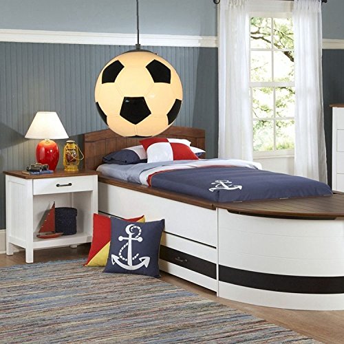 Preisvergleich Produktbild Fußball Glas Lampe Beleuchtung Anhänger Kronleuchter Deckenlampe Kinderzimmer, 25 cm