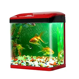 Sobo - 300F- 15 Litre Aquarium Tank Includes: Aquarium Tank (Color as per Availability), LED Light, External Filter with Pump, 1-Plastic Plant, 1-Background (Design as per Availability)