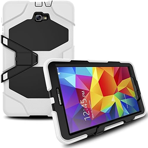 Jeffersoron Heavy Duty Rugged Impact Hybrid Case with Build in Kickstand Protective Case for Samsung Tablet Galaxy Tab A 10.1'' (SM-T580 / SM-T585) (2016 Release) (White)
