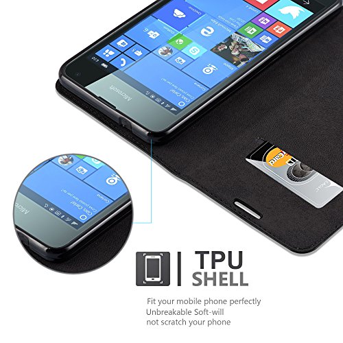 Nokia Lumia 650 Funda Estilo Libro de Cuero Sint  tico en NEGRO ANTRACITA de Cadorabo  Dise  o IM  N INVISIBLE      Cubierta Protectora con Cierre Magn  tico  Tarjetero y Funci  n de Suporte     Protecci  n Carcasa Caja Etui Case Cover