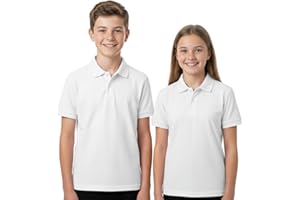 IMFAA Pack of 2 Kids Boys and Girls School Uniform Polo White Grey Sky Blue Black Plain Short Sleeve Tops Shirts Outdoor Gym Sports Wear