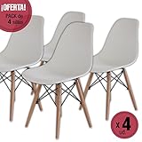 NAKURA - Juego de 4 Sillas de comedor réplica tower, color Blanco