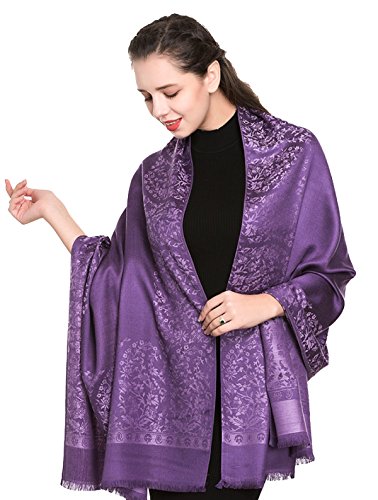 World of ShawlsReversible/Two Sided Print Self Embossed Pashmina Feel Wrap Scarf Stole Scarves Shawl