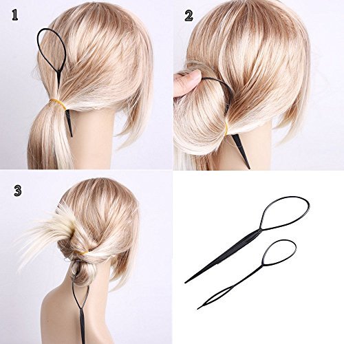 2x Demarkt Disk-Haar Hairstyle Help Hair Haar Tail Twister Kugelkopf Schwarz - 3