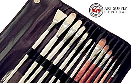 14-teiliges Künstler Pinselset für Acrylfarben, Aquarellfarben und Ölfarben geeignet * handgefertigt * 7 Naturhaarpinsel & 6 Kunsthaarpinsel * kostenloses Etui * nicht haarend * 1 Jahr Garantie - 9