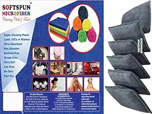 SOFTSPUN Microfiber Reusable Square Polishing Pad, 6 Pieces Set, (Grey) Multipurpose. Ultra-Soft Applicator Pads with Finger Band Perfect Cleaning for Car, Bike, Window, and More.