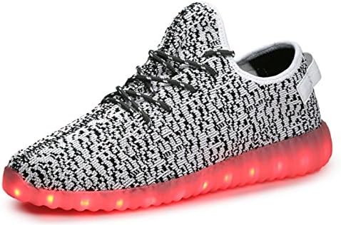 Men's Women's Lace Up Luminous Sneaker Casual Shoes USB Charging Light Flashing Shoes Sport Shoes Summer Shoes (EU41/UK7, Gray)
