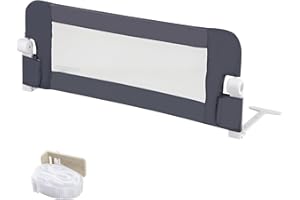 RELAX4LIFE Sponda Letto per Bambini 105/120/150cm, Barriera di Sicurezza, Traspirante e Pieghevole, Sbarra Letto per Letti Singoli e Matrimoniali (Grigio Scuro,105x38x43cm)