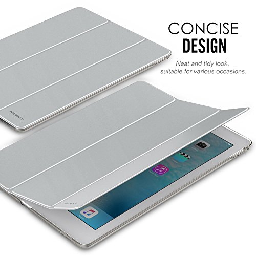 MoKo Hülle für iPad Pro 9.7 – PU Leder Tasche Schutzhülle Schale Smart Case mit Translucent Rücken Deckel, mit Auto Schlaf / Wach Funktion und Stanfunktion für Apple iPad Pro 9.7 Zoll Tablet, Grau - 4