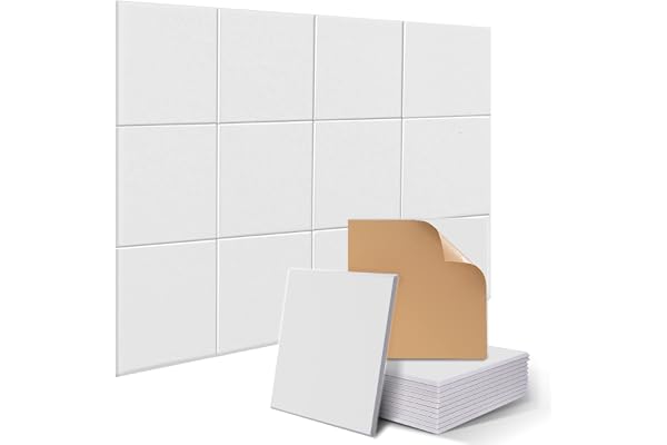 JAMELO 12pcs Panneaux Acoustiques Carrés, 30x30x1cm Panneaux Insonorisants Autocollants, Panneaux Insonorisants Haute Densité pour Studio d'Enregistrement & Maison & Bureaux