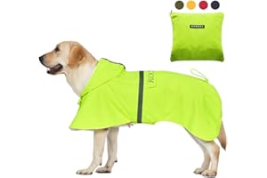 KOOGAL Imperméables pour Chiens avec Capuchon Impermeable Chien, Manteau Chien Imperméable, ultraléger et aéré avec Bandes réfléchissantes pour Chiens Moyens à Grands (Vert Fluorescent, 6XL)