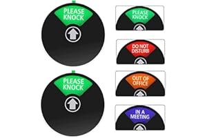 WANFOOU 2 Piezas Señal de privacidad,12 cm Signo de Privacidad Señal Oficina con Texto en Inglés“PLEASE KNOCK”“DO NOT DISTURB”“OUT OF OFFICE”“IN A MEETING” Señales Informativas（Negro）