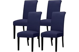 Lellen Dining Chair Covers Set of 4, Stretch Chair Covers Dining Chair Slipcovers Removable Washable Reusable Home & Kitchen Decor Protector Dining Room Chair Covers,Navy Blue