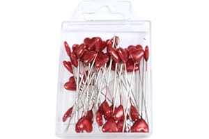 ‎MEINDEKOARTIKEL Herz Pin Nadel //40 Stück// 55mm//Dekostecker Dekonadeln Herznadel zum Dekorieren und Basteln (Rot)