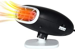 WEQNGIU Car Heater, Portable 12V Car Heater Defroster, 2 in 1 Fast Heating & Cooling Fan Defrost Defogger, Plugs into Cigarette Lighter with 360°Rotatable Base, Fast Heating for Cars,Trucks