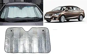 Autopearl Collapsible Mesh Foldable Auto Front / Rear Window Sun Shade Car Windshield For Maruti Suzuki Ciaz (130 * 60 Cm_Silver)