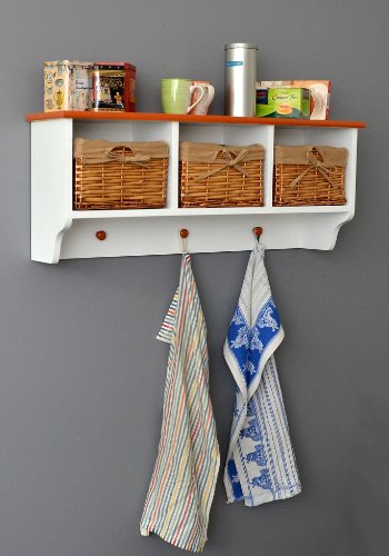 Mueble para pared pasillo perchero cocina baño estante blanco con tres