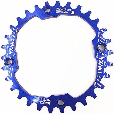 Bicycle Crank 104BCD MTB bike 30T Chainwheel Aluminum Alloy Narrow Wide Chain ring Round Chainwheel Cycle Crankset Bicycle parts (Blue)