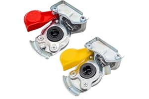 SERTPLAS Cabezal de embrague M22 con válvula rojo y amarillo, juego hidráulico, doble línea con válvula, aire comprimido, rosca de conexión M22 x 1,5 para tractor, remolque, camión, vehículos