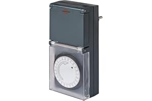 Brennenstuhl Temporizador MZ 44 / Enchufe programable de Temporizador mecánico (protección IP44 para Uso en Exteriores, Enchufe con protección de Contacto) Negro