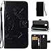 Produktbild Hülle für Samsung Galaxy J3 2017,Samsung Galaxy J3 2017 Lederhülle,PU Leder Tasche für Samsung Galaxy J3 2017,Leweiany Elegant Luxus Extra Dünn Tasche Schwarz Premium Schmetterling Blumen Muster Leder Brieftasche Flip Wallet Ständer Cover in Book Style Tasche Case Handyhülle Schutzhülle mit Kartenfach Aufstellfunktion Magnetverschluss für Samsung Galaxy J3 2017 Schutzhülle Handytasche