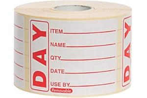 WINWARE Prepped Product Labels - Roll of 500 (Used to identify discard dates for prepped foods to improve health and safety in the kitchen. When filled in correctly the label will allow quick detection of unsuitable products. Supplied in rolls of 500. Label size: 49 x 75mm)