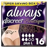 Always Discreet Boutique Underwear Incontinence Pants Large, Peach for Sensitive Bladder Locks Away Odours, Wetness, Prevent Leaks and Super Saving Box, 8-Count (2-Pack)