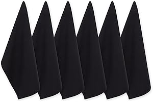 DII Basic Solid Geschirrtuch-Kollektion Flachgewebte Baumwolle, Schwarz, Small Set, 18x28, 6