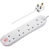 Masterplug SRG44-MP Four Socket Power Surge Protected Extension Lead, 4 Metres, 25 x 5.5 x 3 cm, White