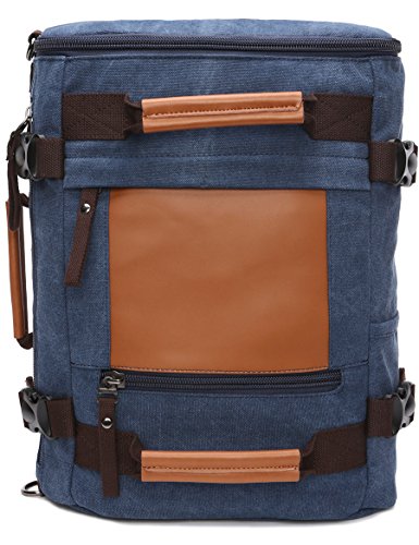 Leaper Canvas Rucksack Handtasche Reiserucksack für Outdoor Außflug Sport (Schwarz) Blau