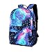 Produktbild DULEE leuchtende Sterne Himmel Galaxy gedruckt Schultasche Laptop Rucksack Schultern Tasche für Schule, Reisen mit USB-Ladeanschluss, kostenlose Bleistift Tasche, kostenlose USB-Kabel Schwarz B
