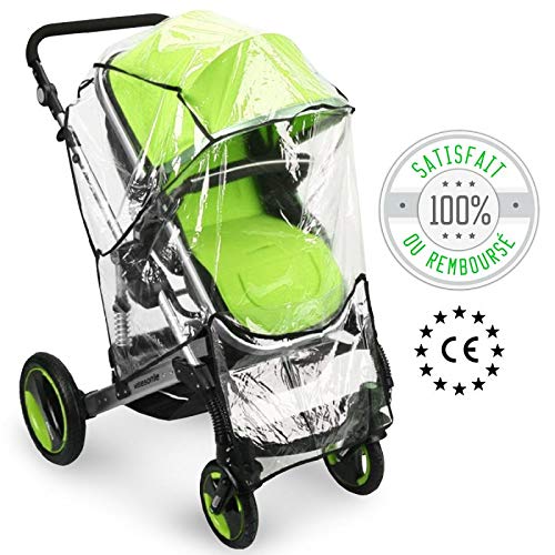 Tillmann's Habillage pluie poussette universelle - Imperméable pour Poussette, Shopper, Jogger ou Buggy avec canopy - Poussette et Landeau -Couverture Anti Pluie Anti-vent