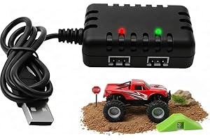 COALWOP Chargeur de batterie Li-ion 7,4 V, équilibreur de batterie pour voiture RC avec câble de charge rapide USB, connecteur XH-3P 2 en 1 1 A, pour batterie 2S pour voiture RC, drone, bateau, avion, Monster