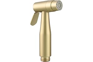 Tecmolog Brushed Gold Handheld Bidet Sprayer Shattaf 2 Spray Modes Stainless Steel Muslim Shower Head for Toilet, WS024AJ2